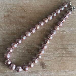 Elegant Big Pink Pearl Necklace